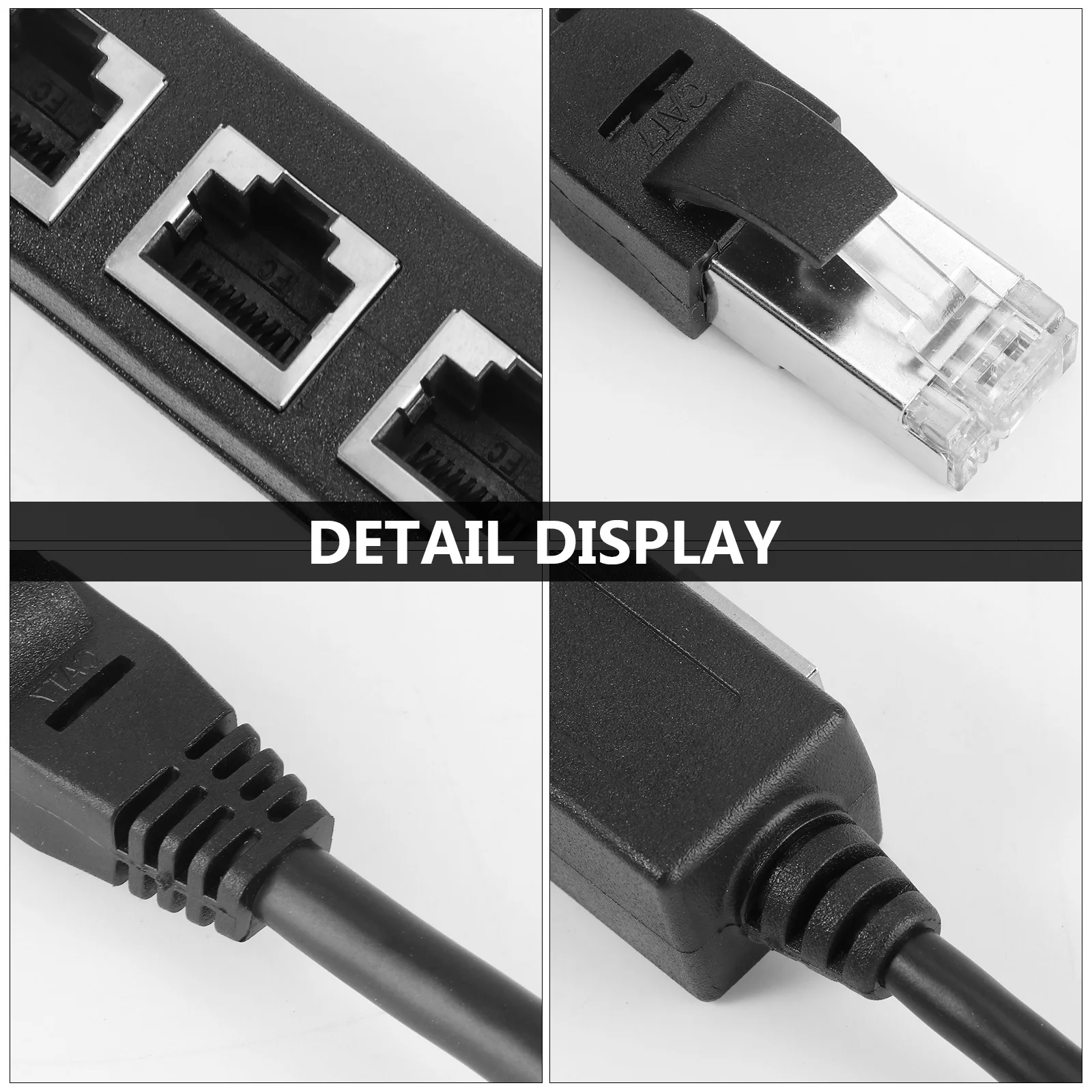 

Rj45 Ethernet Cable Adapter Splitter 1 Male to 3 Female Port Black Lan Network Plug for Signal Protection and Extension