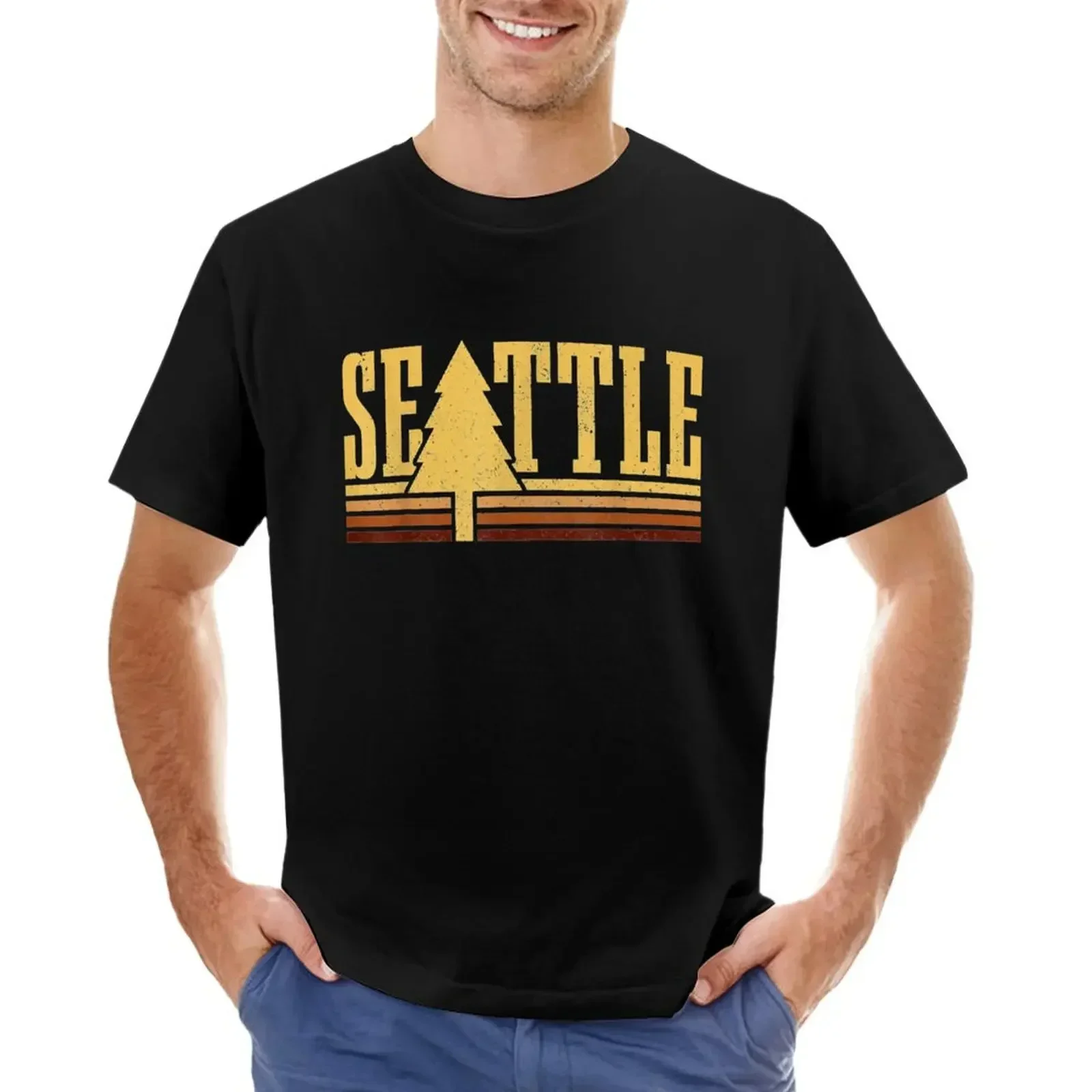 Seattle Washington Vintage Tree State Pride Camping Hiking T-Shirt essential t shirt sweat boys animal print Men's t-shirts