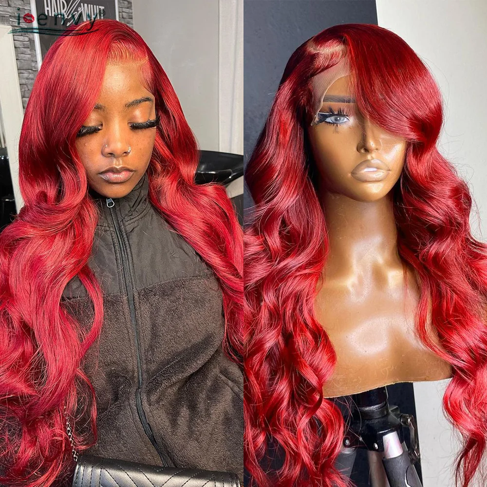 Long 32 Inches Red Lace Front Wigs Human Hair Body Wave 13X4 Hd Lace Front Wigs Burgundy Lace Front Wig For Women Ginger Blonde