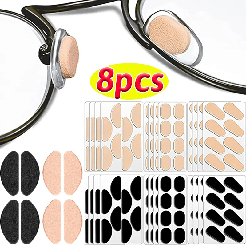 

8pcs Soft Foam Nose Pads Self Adhesive Eyeglass EVA Nose Pads Anti-Slip Glasses No Makeup Eyeglasses Nosepad Eyewear Accessories