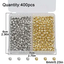 200PCS 4MM Faceted Round Loose Beads Gold Silver Color CCB Spacer DIY Kit Box For Bracelet Necklace Jewelry Making Accessories