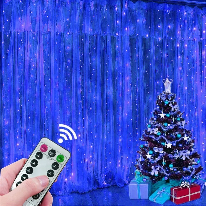 Cortina de luces Led de hadas, guirnalda remota de 8 modos, cadena de luces para ventana de dormitorio, Navidad, boda, fiesta, decoración de la habitación del hogar