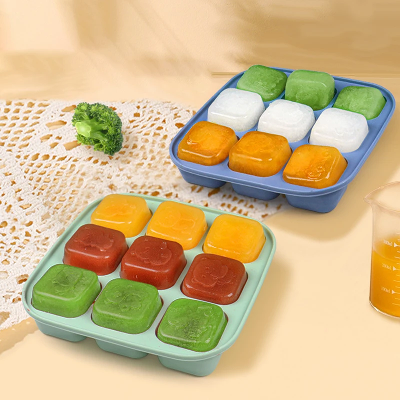 

9 Grid Bear Baby Silicone Supplementary Food Box Silicone Ice Grid Ice Box Ice Cubes Ice Cubes
