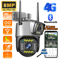 8MP 4K 4G Camera Wireless Dual Lens Outdoor Color Night Vision Waterproof PTZ CCTV Digital Zoom Smart Security Home Surveillance