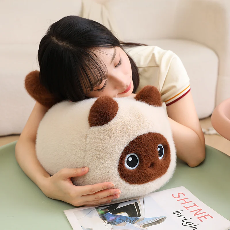 16/32cm Cute Round Cat Plush Doll Pillow Soft Square Lying Siamese Cat Animal Stuffed Toy Home Decor Sleeping Gifts For Children
