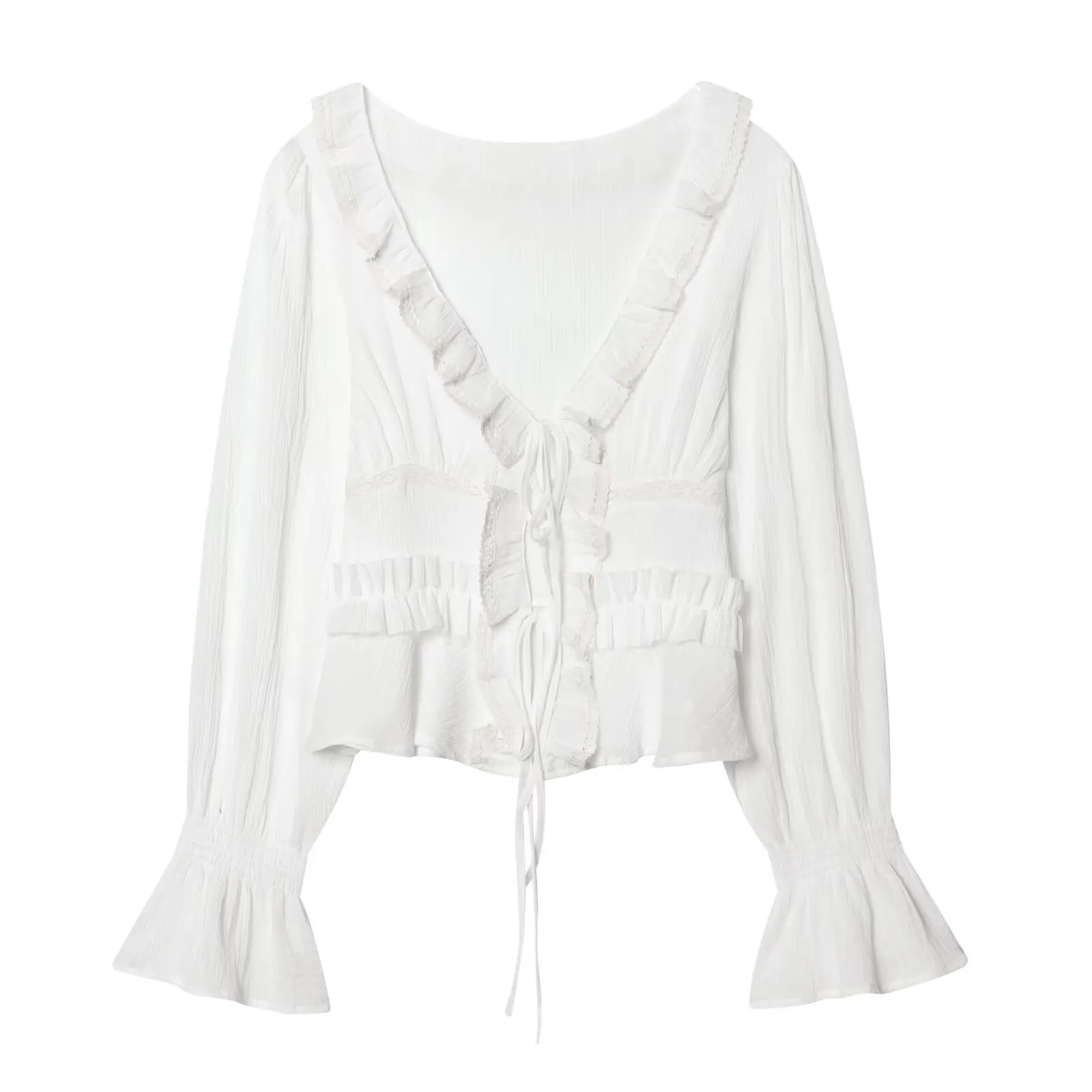 

Женская шифоновая блузка с вышивкой и декоративными элементами, летняя коллекция 2026, новая модная повседневная модель в стиле ретро-шик