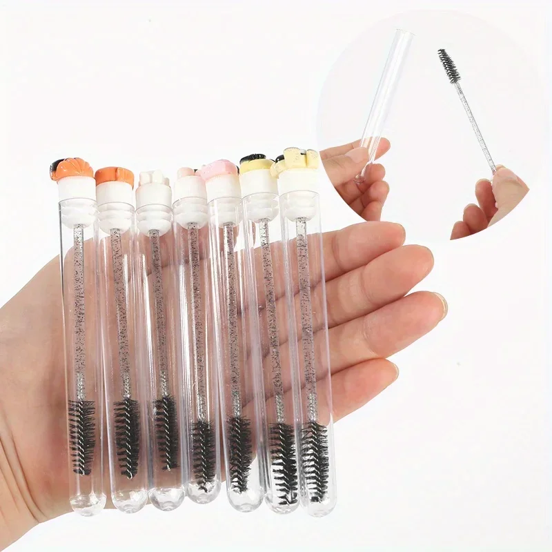 10PCS Halloween Tube Mascara Wands Disposable Eyelash Eyebrow Grooming Brushes Spooky Horror Cute Face Makeup Tools Party Favors