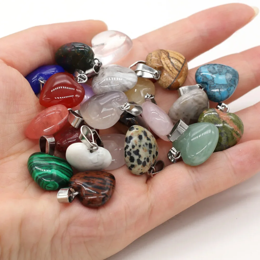 12pcs Natural Stone Pendant Mix Colors Women Natural Jewelry Charms fit DIY Necklace Making Wholesale Multiple Shapes