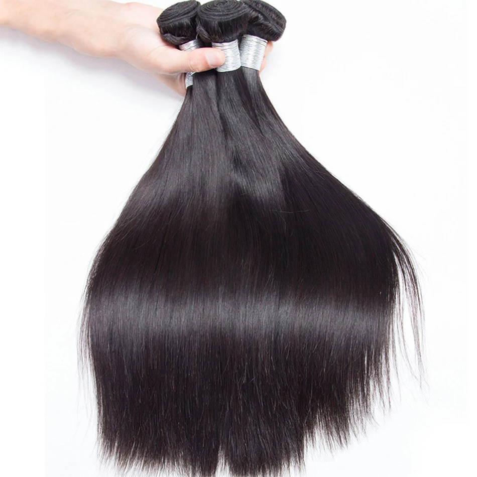 30 Inch Long Indian Raw Virgin Bone Straight Human Hair Bundles 1/3/4 Bundles Deal Natural Black Color Weave Bundles Extensions