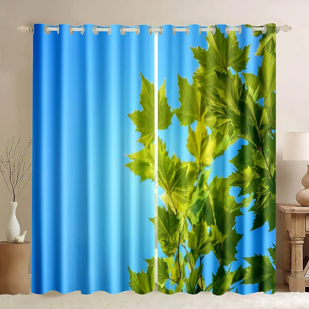 Grommet Top Blackout Panel Room Red Maple Leaves Room Darkening Window Curtain Grommet Top Fall Leaves Drapes for Living Room