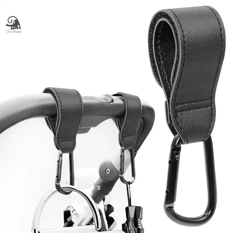 

1/2PCS Pram Hook Stroller Accessories PU Leather Baby Bag Stroller Hook Pram Rotate 360 Degree Rotatable Cart Organizer