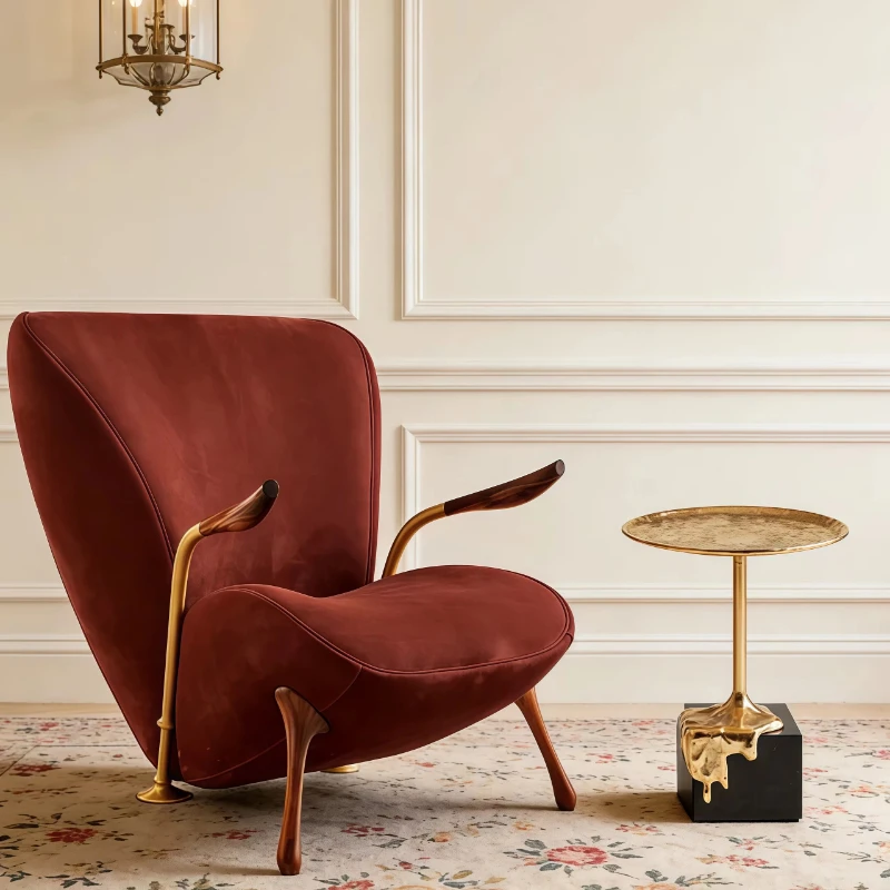 High-end luxury gold coffee table with brass frame and black marble base
