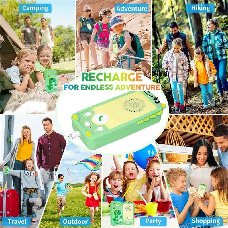 วอล์คกี้ทอล์คกี้สำหรับเด็ก พร้อมเคสซิลิโคนลายไดโนเสาร์ โหมดสนทนาแบบพูดคุยได้ทันที ได้ยินและพูดได้พร้อมกัน สำหรับเด็ก ใช้ได้ทั้งในบ้านและนอกบ้าน