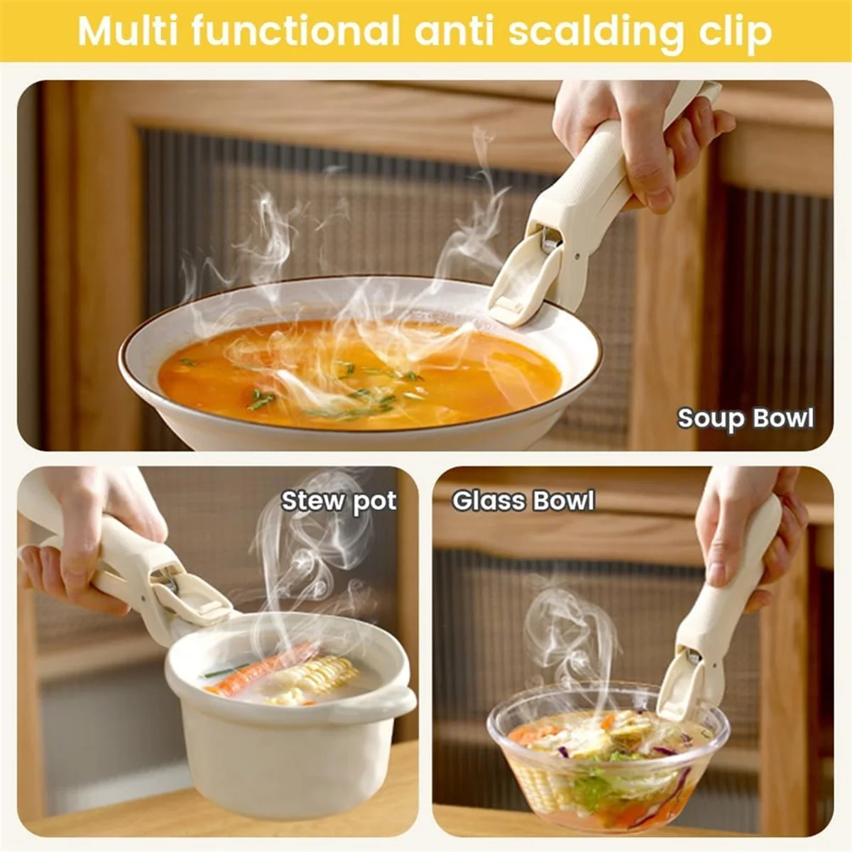 2PCS Anti-Scald Bowl Clip Hot Dish Gripper Anti-Scalding Clip Bowl Plate Clamp Insulation Tong Clamp Holder Kitchen Tool