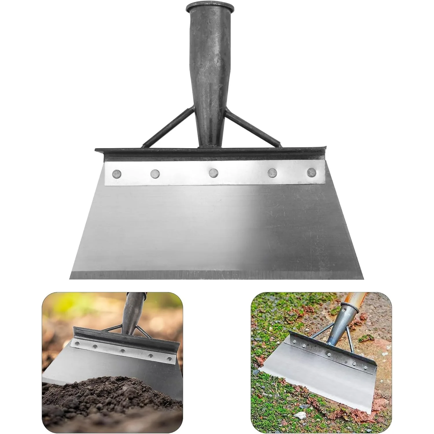 Multifunctional Cleaning Shovel, Square Flat Spade for Landscaping Outdoor Garden Tool Cleaning Weeding Shovel -10In (NO Handle)