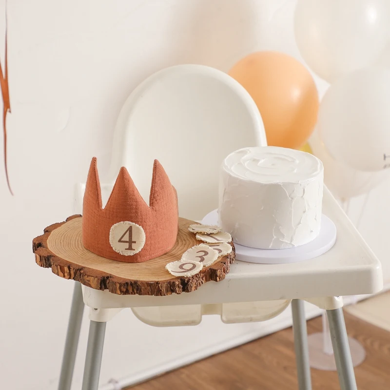 Conjunto de sombrero de cumpleaños para bebé, diadema de corona de algodón de princesa, varita mágica de juguete, decoraciones para fiesta de primer cumpleaños, regalos de cumpleaños para recién nacido