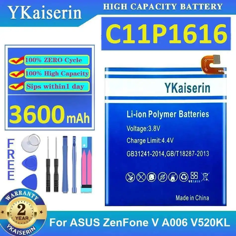 

3600Mah Mobile Phone Battery For Asus Zenfone V A006 V520KL High Compatibility C11P1616