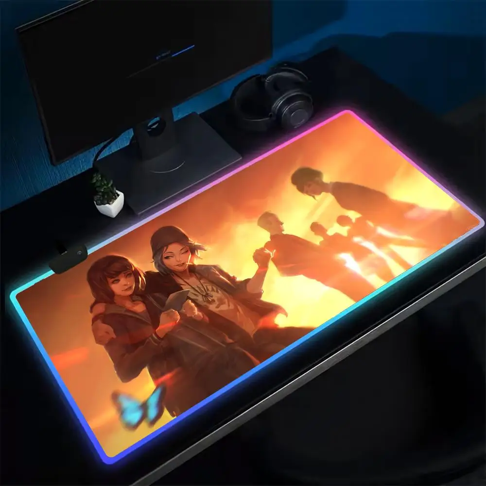 

Популярный коврик для мыши L-Life Is Strange, игровой коврик для мыши в стиле аниме, светодиодные настольные коврики с подсветкой, резиновые настольные коврики XXL RGB