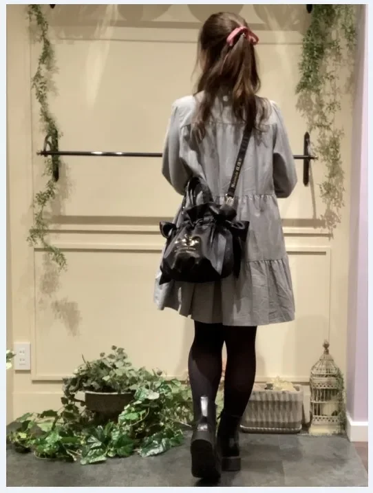 Nuevos bolsos con cordón de doble cara de estilo japonés, bolso portátil de hombro tipo bandolera con lazo de satén para chica dulce y bonita