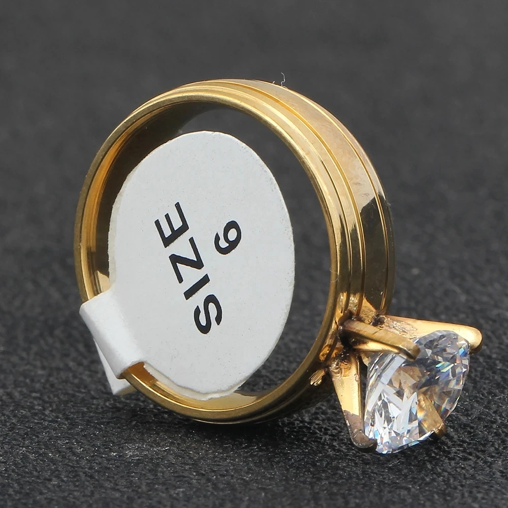 VQYSKO Jewelry wholesale fashion womens jewelry accessories lot womens rings fashion Gold Color Stainless Steel