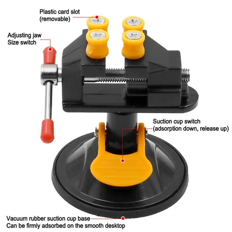 Must Have 1 PCS Cup-Type Mini Vise Vise 360-Degree Rotatable Small Vise Vise Mini Walnut Pliers Silver