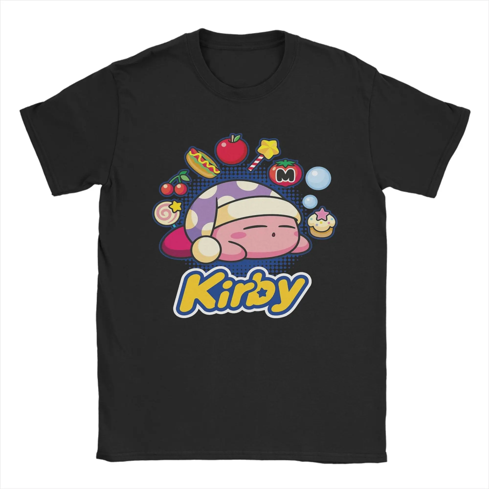 Camiseta de algodón para hombre con estampado de Kirby's Sleeping Dreaming About Many Tasty Little Trinkets, camiseta de manga corta, regalo