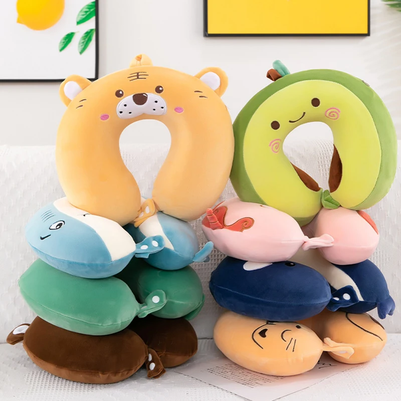 U-shaped Neck Pillow Animal Modeling Travel Pillow Inflatable Memory Foam Fatigue Relief Flight Headrest Sleep Cushion For Plane
