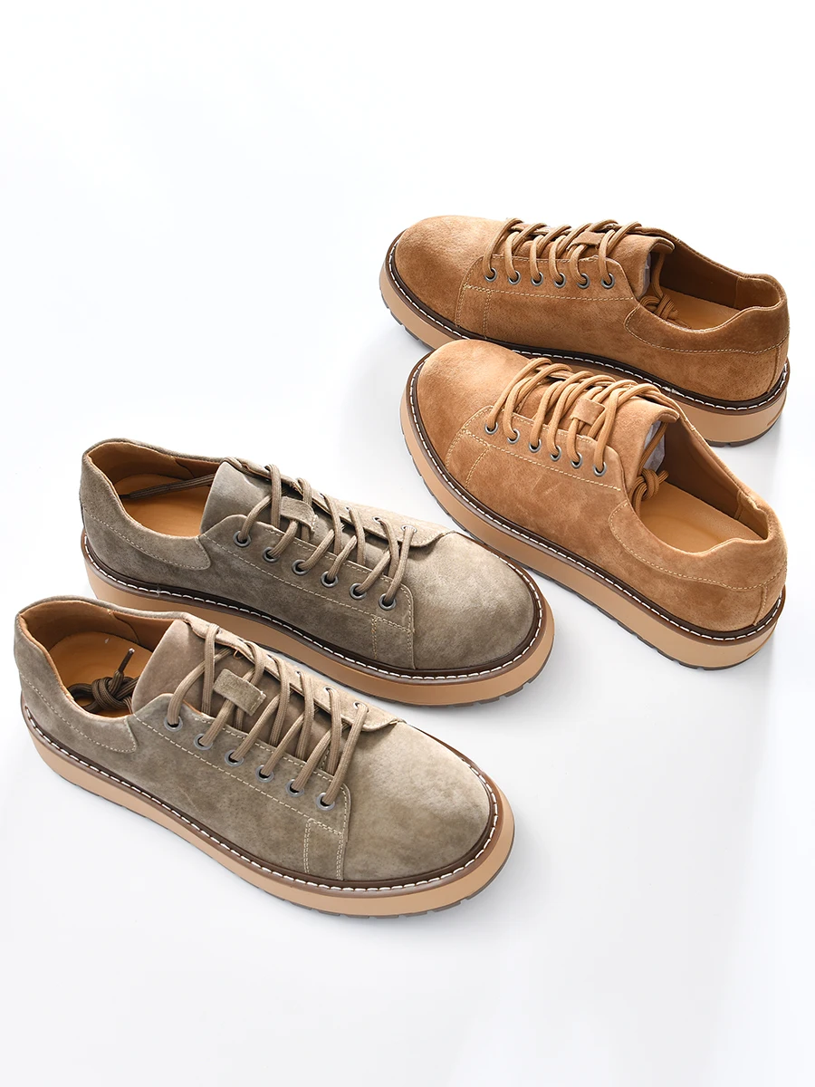 

Men's Casual Outdoor Low-Top Boots Leather Shoes Anti-Slip Pig Eight Leather Shoes Autumn Winter Fashion Single Shoes