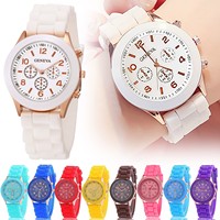 Men'S And Women'S Waterproof Watches Quartz Wristwatch Circular Arabic Numeral Dial Silicone Strap Wristwatch Decorations Gift