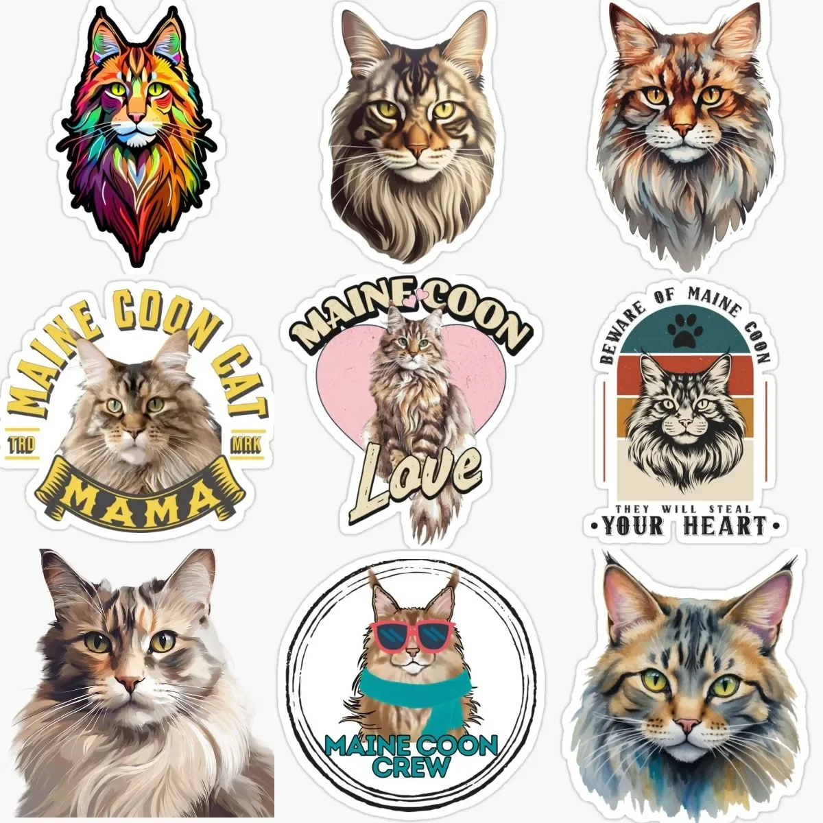 

Creative Cat Maine Coon Cat Cute Pets PVC Personalized Stickers for Decorate Car Van Motorcycle Bicycle Fridge Window Decal