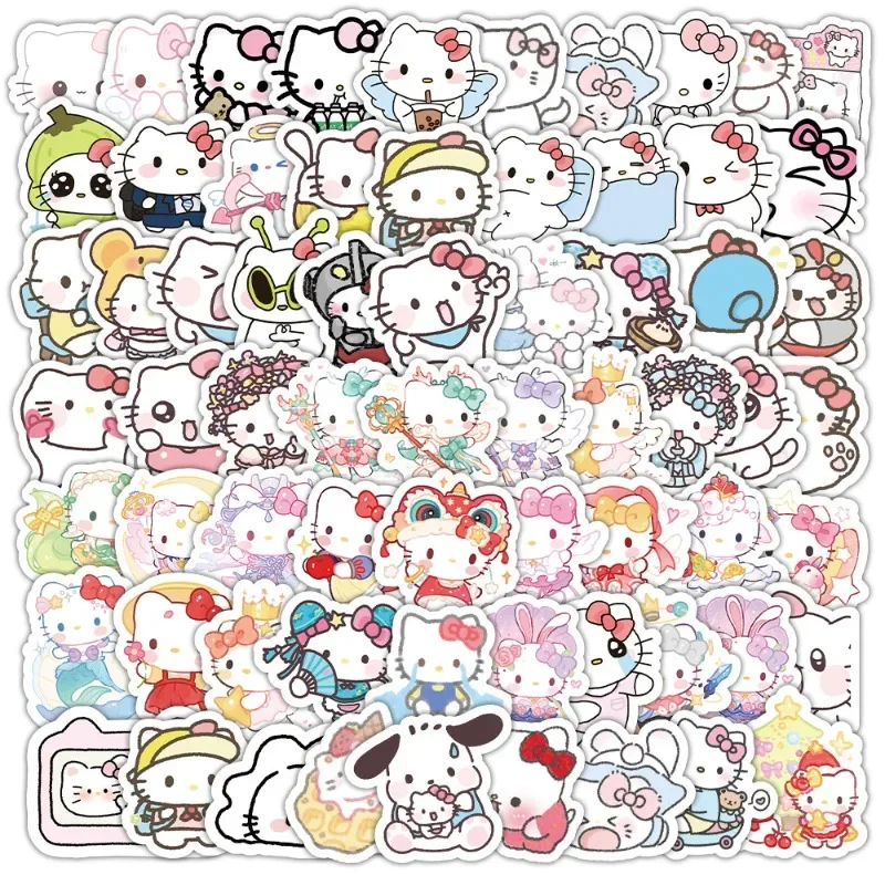 10/30/60 Uds Kawaii My Melody Kuromi Hello Kitty pegatinas para niños niñas DIY papelería diario lindo dibujos animados Sanrio pegatinas