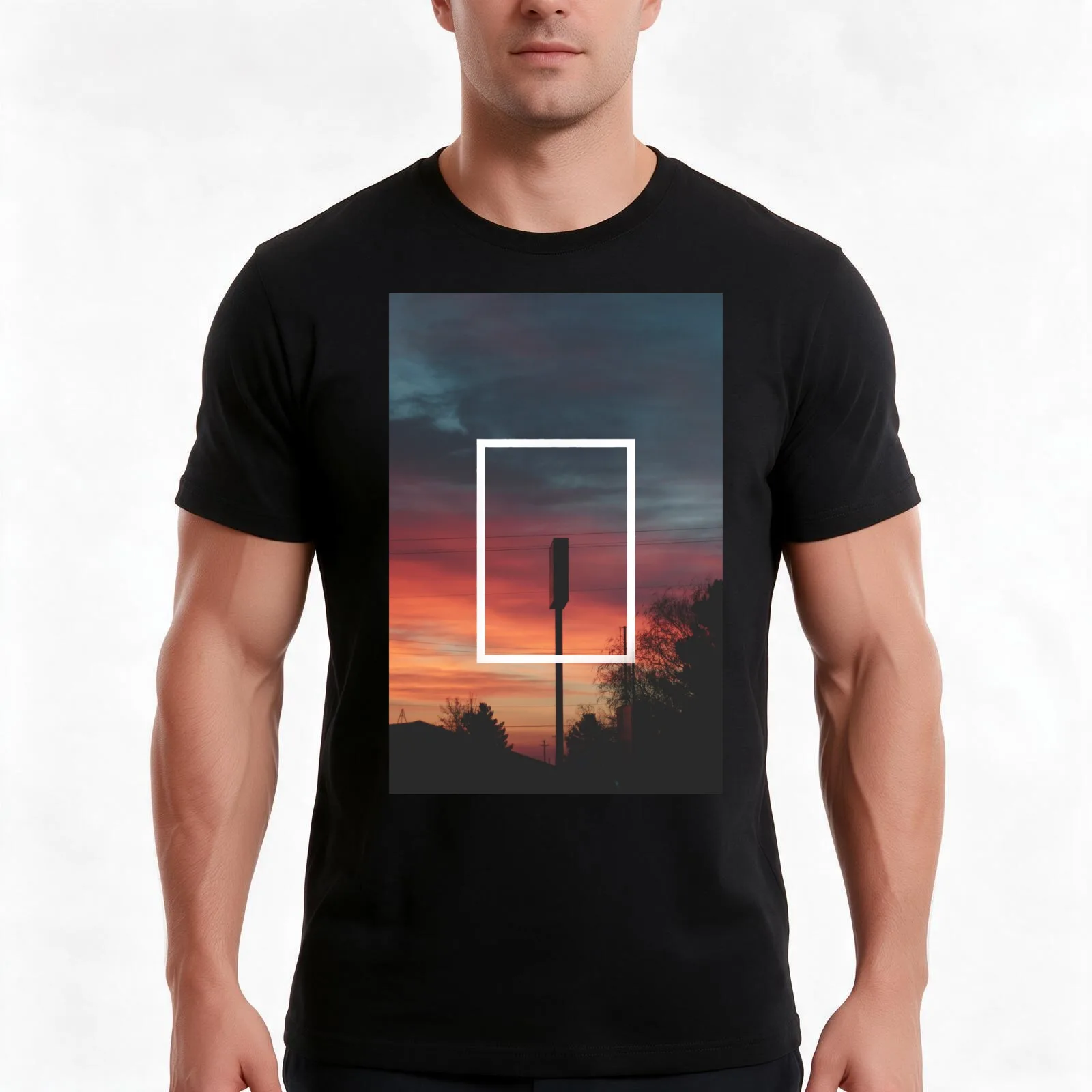 Sunset The 1975 Rectangle T-Shirt, Summer Casual Cotton Tee, Oversized Streetwear Tops, Vintage Graphic Print, Unisex Men Women