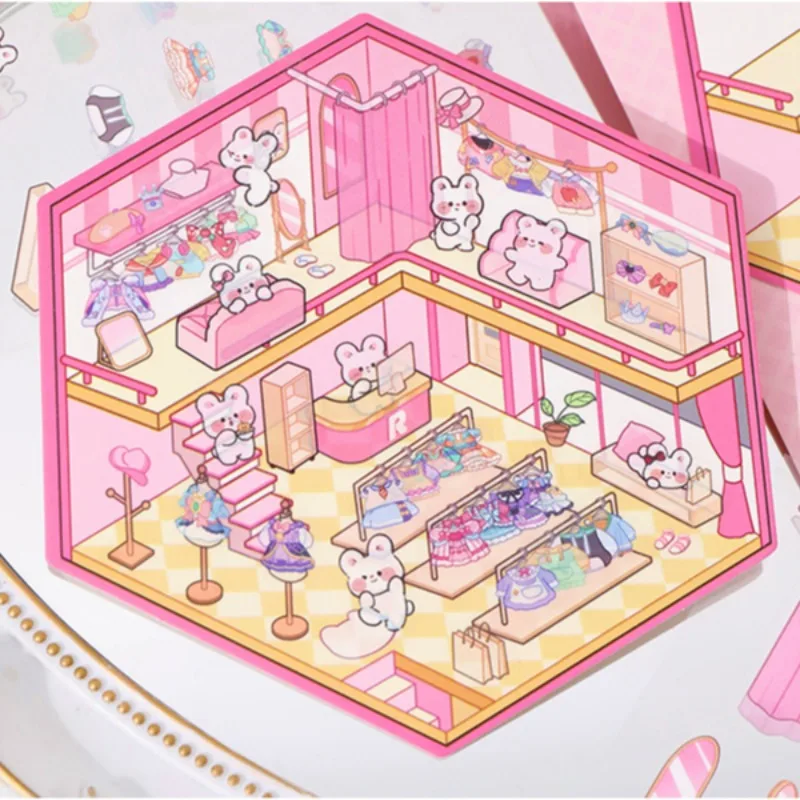 애완 동물 귀여운 만화 동물 미니어처 세계 3D 풍경 스티커 재미 Kawaii 어린이 DI... - 5