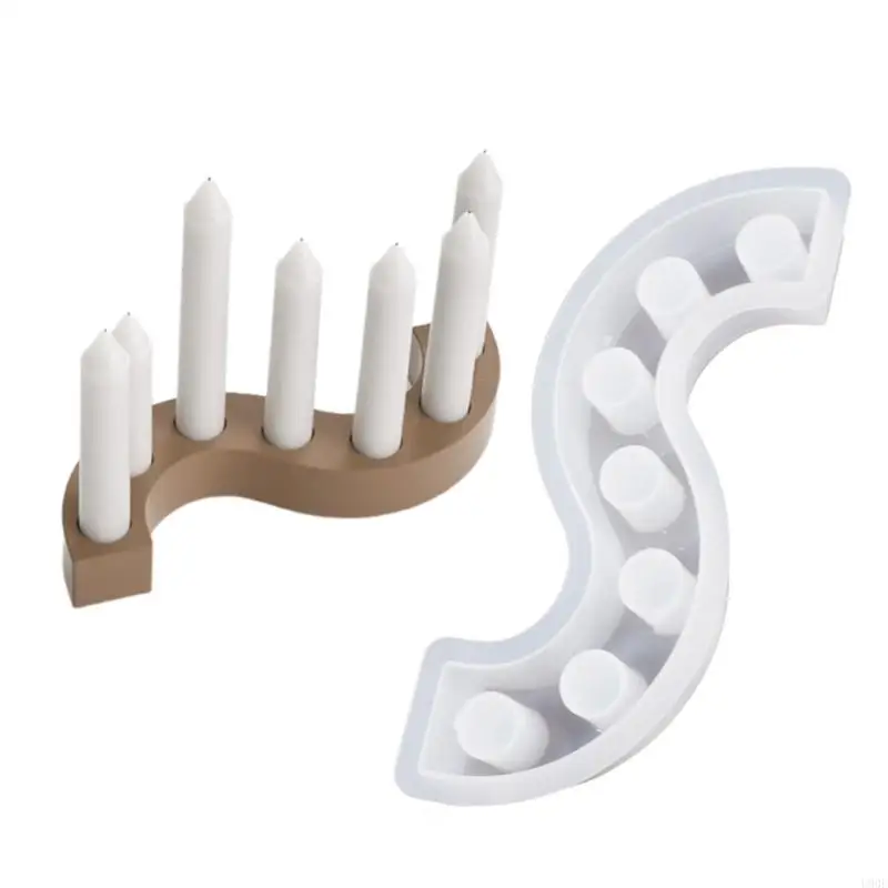 

U90E 7 Holes Holder Silicone Mold S Shaped Handmade Gypsum Candlesticks Molds