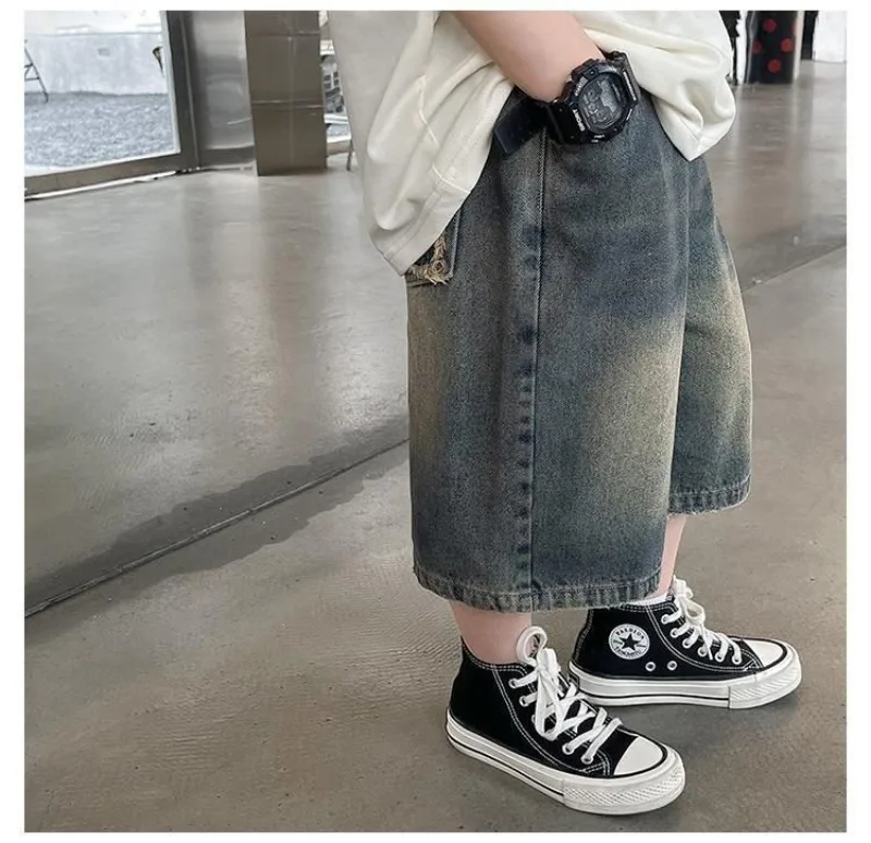 1-10 Jahre Jungen-Jeansshorts RAISE, lockere Sommer-Kindershorts mit elastischem Bund, lässige Shorts für Kleinkinder und Babys, Jungen-Jeansshorts – Detail 12