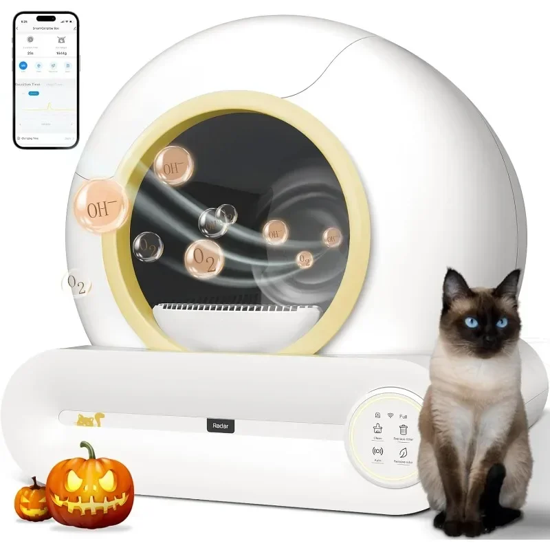 Automatic Cat Litter Box Self Cleaning, Smart Kitty Litter Box with APP Control, Low Entry Odorless Electric Litter Box