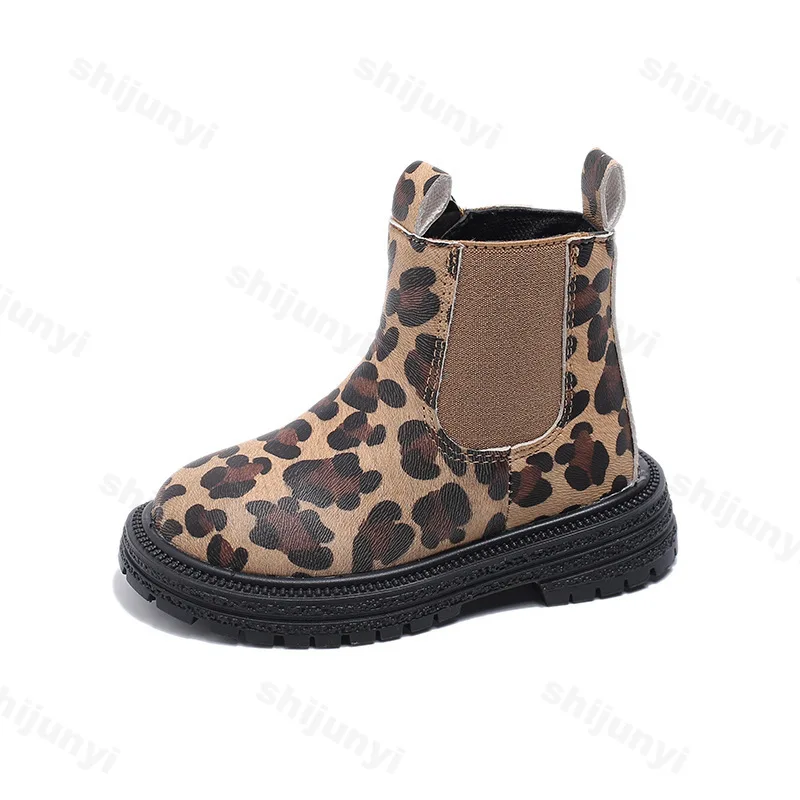 Jungen Mädchen Stiefel Leoparden muster kurze Stiefel klassische kleine Kinder Stiefeletten Seite Reiß verschluss Mode Unisex Gummistiefel warme Stiefeletten