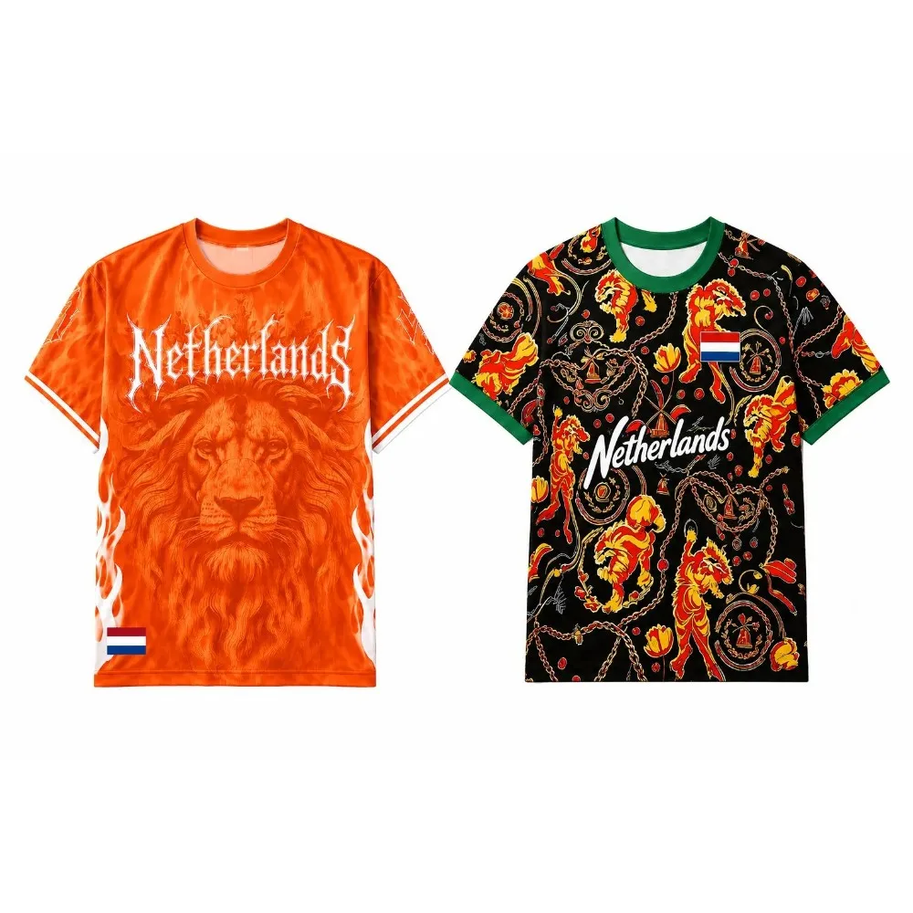 2026 NETHERLANDS Dutch Lion Soccer Jersey 3D Flag Printed Breathable Football T-shirt SportsTee Men's Short-sleeved T-shirt