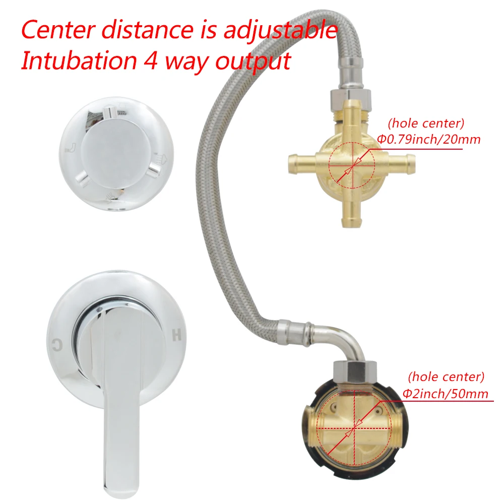 4 Way Water Shower Faucet Tap Brass Cabinet Output Enclosure Crane Sauna Screw Intubation Mixing Bath Room Valve  Screen Panel