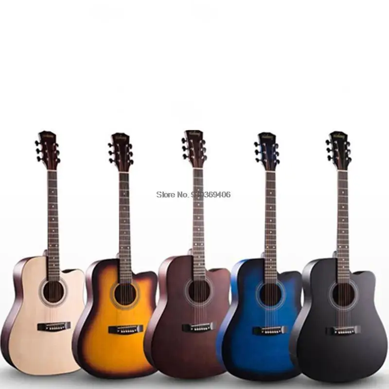 1PC 41 Inch Guitarra Acoustic Folk Guitar Practice Solid Wood 6 String Guitar With Bag For Musical Instrument Lover Beginner