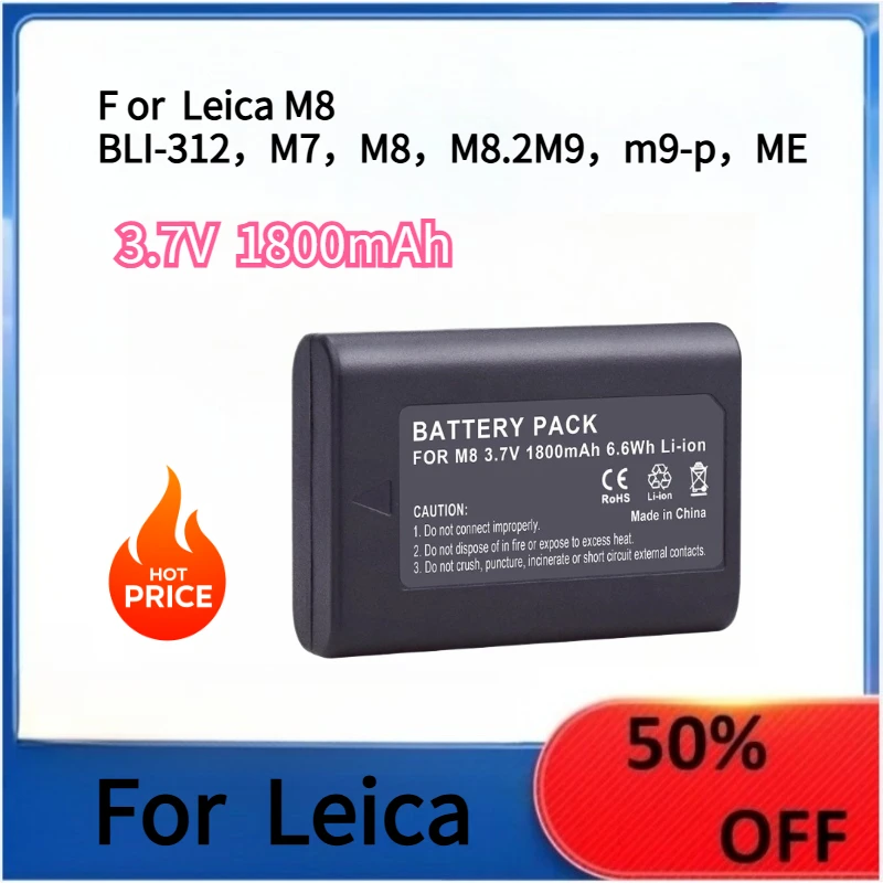 

BLI-312 1800mAh 3.7V Rechargeable Battery For Leica M7 M8 M8.2 M9 M9-P ME Camera BP-SCL1 14464 Camera Battery