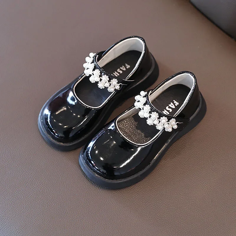 

Little Girl Leather Shoes Spring Autumn Rhinestone Kids Causal Princess Dress Mary Jane Shoes Fashion Glossy PU Children's Flats