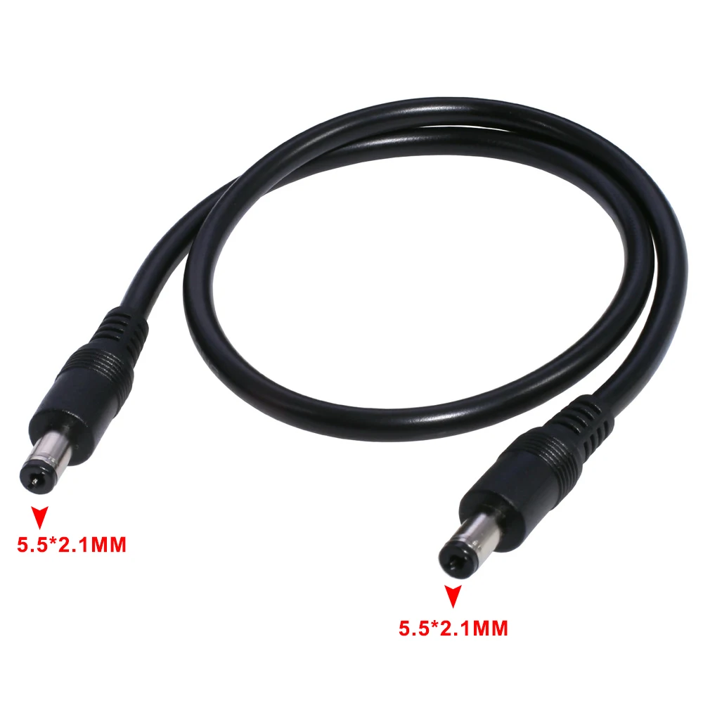 18AWG DC priz 5.5x2.1mm erkek 5.5x2.1mm erkek CCTV adaptör bağlantı kablosu 12V 10A güç uzatma kabloları 0.5m/1m