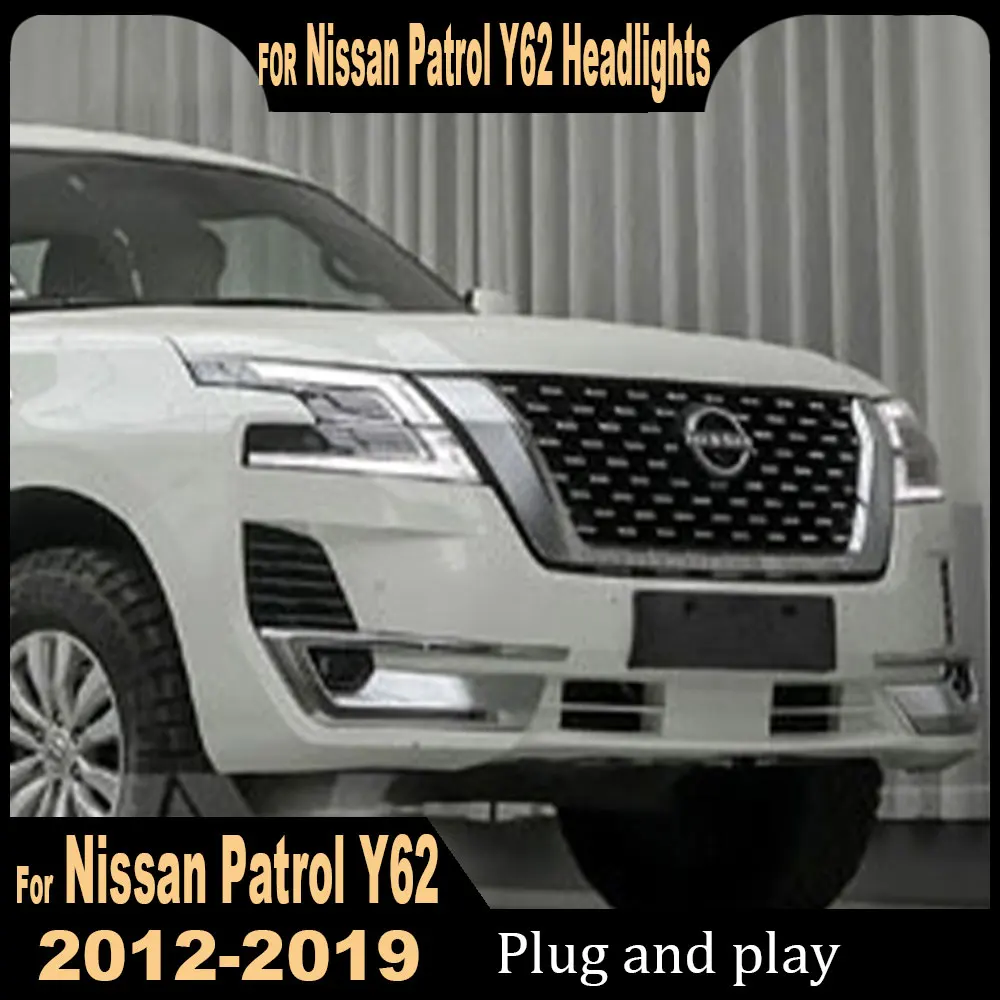 

Car LED Head Lights for Nissan Patrol y62 Headlights 2012 2013 2014 2015-2019 Head Lamp Drl Dynamic Turn Signal Projector Lens