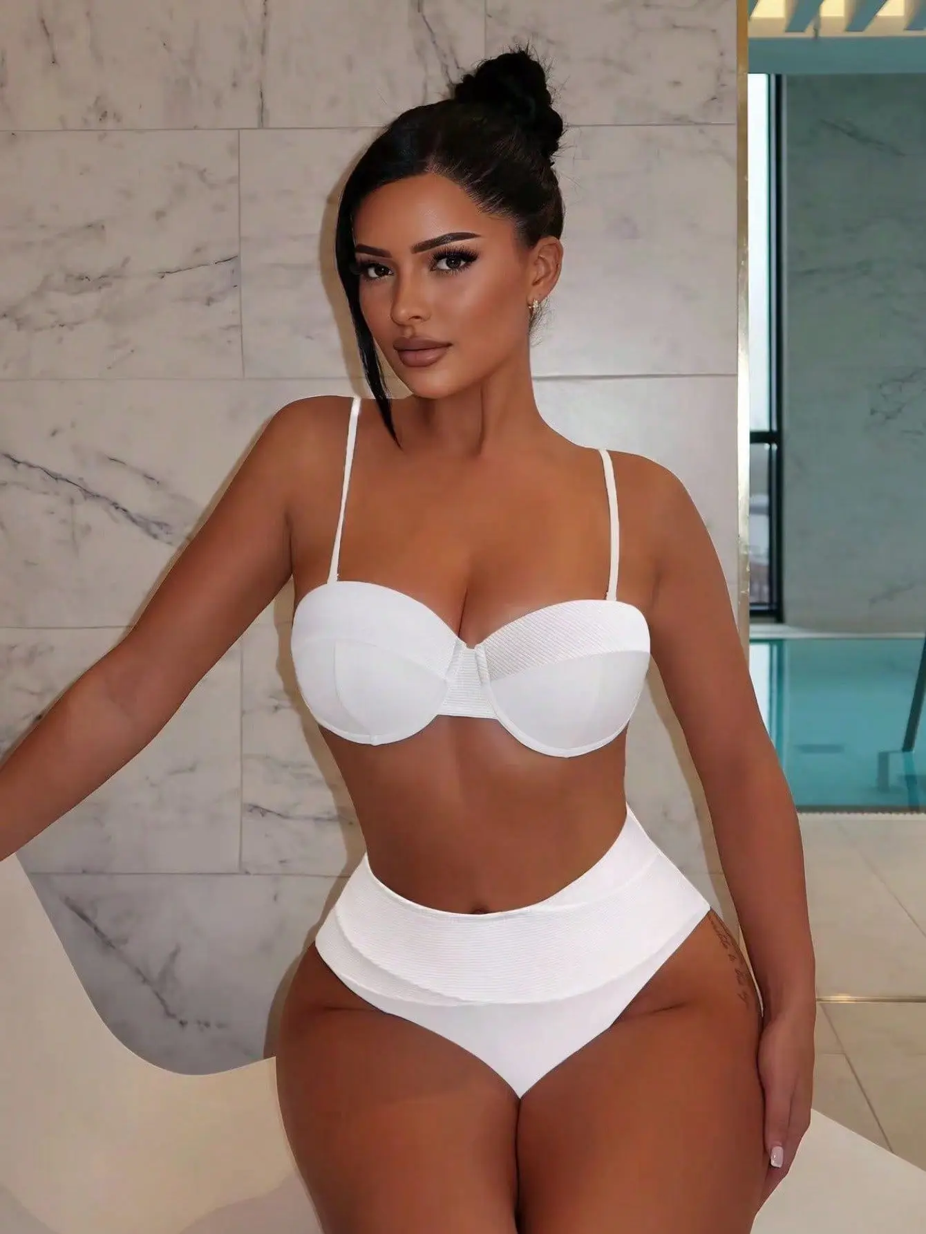 Sexy blanc Push Up Bikinis ensembles deux pièces plaine maillots De bain dos cravate Bikini maillot De bain maillots De bain Biquini Conjunto De Bikini Tankini