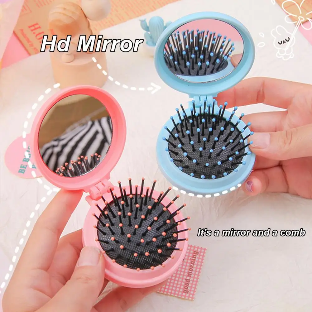 Mirror Comb for All Hair Types Compact Folding Travel Comb Mirror Hair Brush Set for On-the-go Styling Portable Mini for All