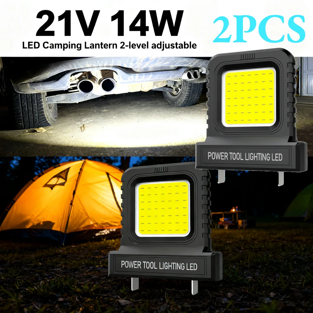 2pcs Portable Mini Work Light 14W 2-Mode Super Bright Spotlight ABS Compact Pocket Light for Car Repair Camping Fishing Garage