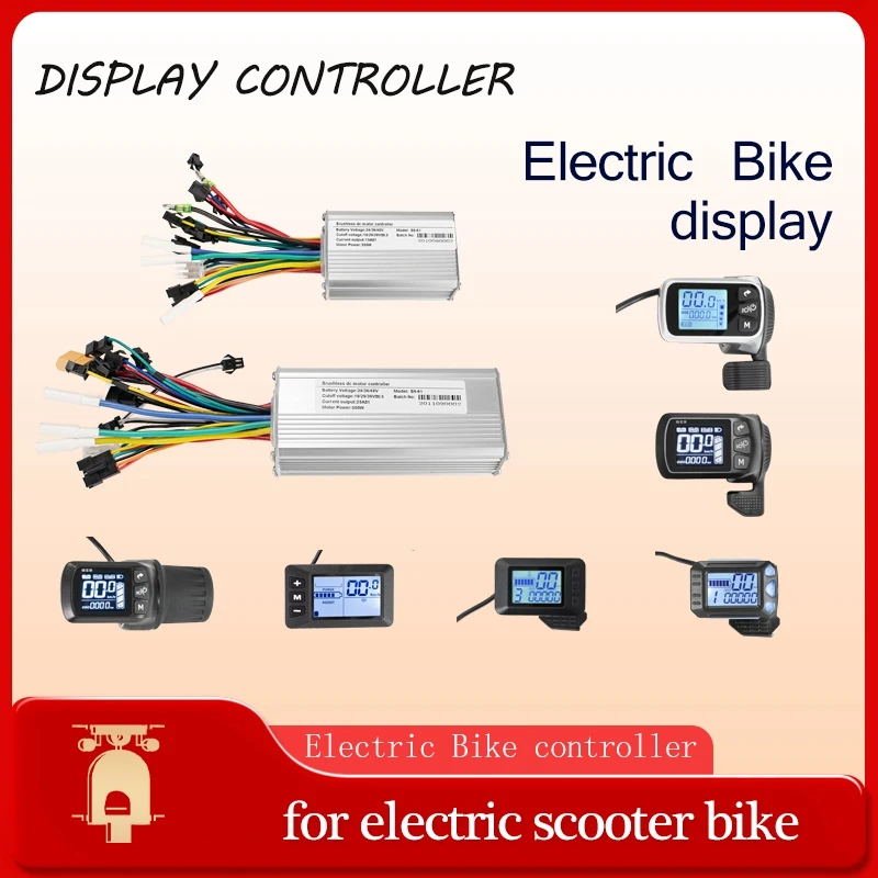 24v/36v/48v 250W 350W 500w Electric Bike Brushless Motor Controller with LCD Display Electric Bicycle Scooter E-bike Parts