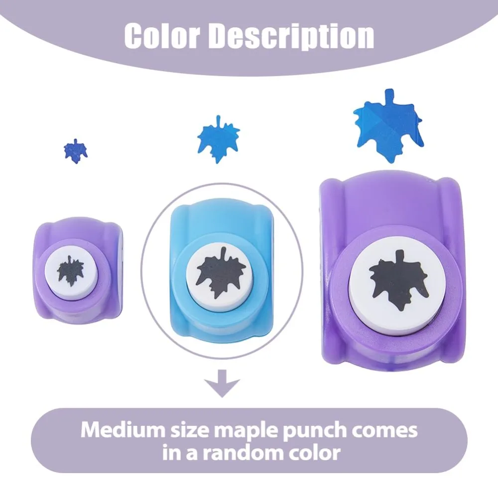 3Pcs 3 Sizes Maple Leaf Punches Set Craft Hole Punch Shapes Blue Purple Small Paper Puncher Plastic Alloy Crafting