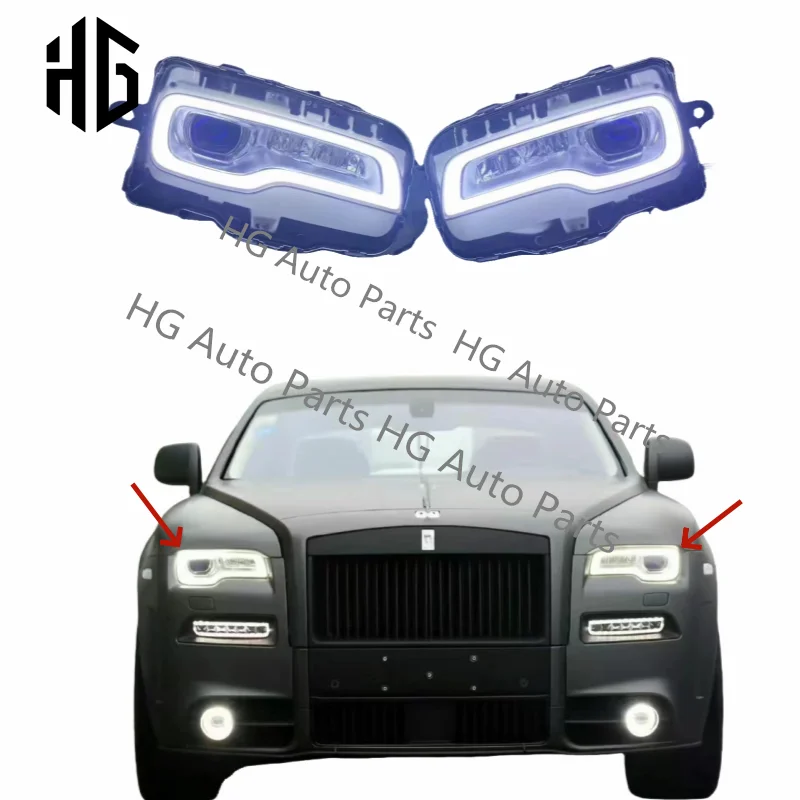 

Car Front Bumper Assembly Headlights Ghost 1 to Ghost New 2 Upgrade Headlamps Bodykit For Rolls Royce Facelift Kit